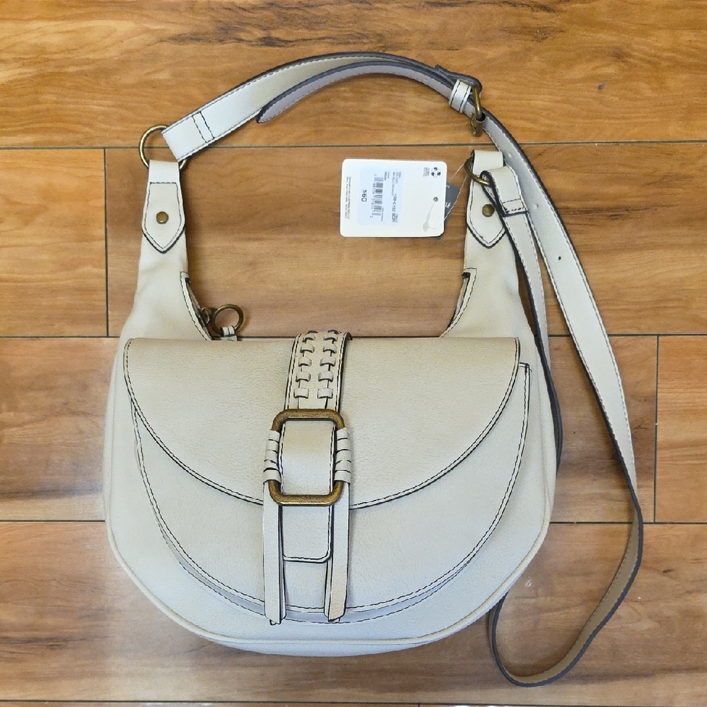 NEW a.n.a Halle Cream Medium Western Saddle Crossbody Bag